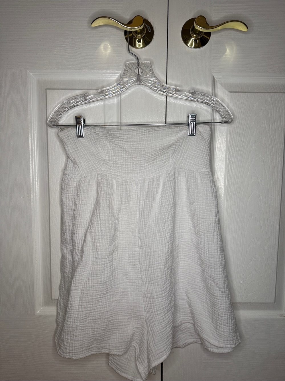 La Hearts White Strapless Textured Romper